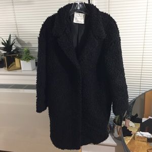 zara black teddy jacket